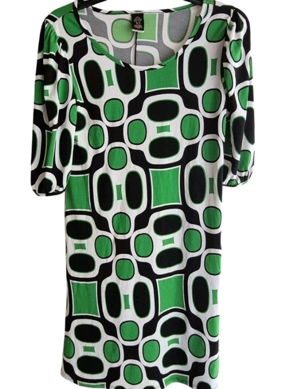 Vintage 60's MOD Style Geometric Print Shift Mini Dress - Picture 6 of 6
